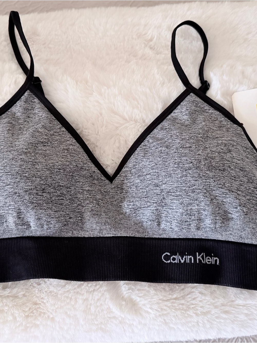 Calvin Klein Heather Gray and Black Seamless Bralette